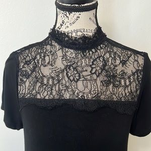 HAUTE HIPPIE black mini dress with sexy lace‼️